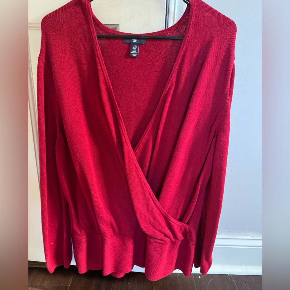 GAP Vibrant Red cotton crossover Sweater - XXL